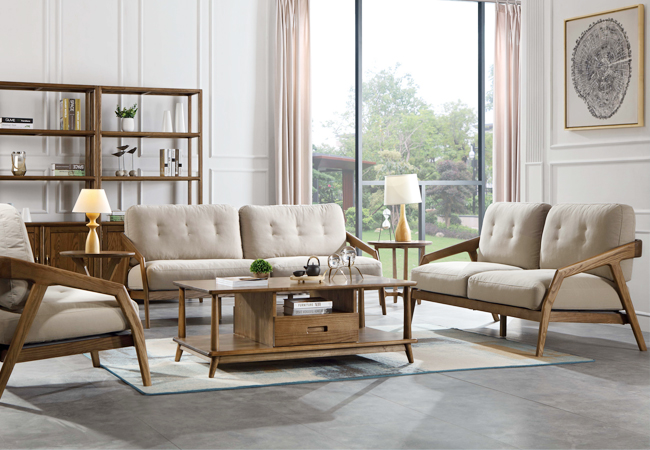 S812 木布沙发 1+2+3位/套 北欧风格 美国进口白蜡木 全实木家具