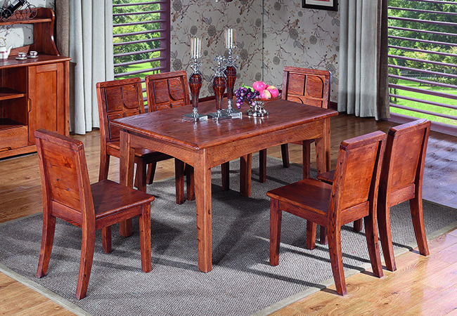 HX701#木面餐桌140X80X75cm、板垫餐椅