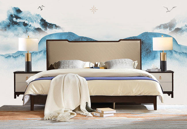 ACX-主卧婚双人床1.8米板木床架子中式床G006