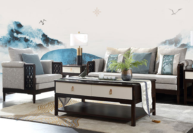 ACX-布沙发小户型现代中式客厅家具布艺沙发组合G120
